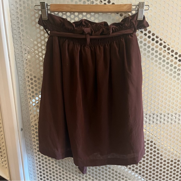 Chaser Silk Paperbag Waist Skirt with Tie Size Medium in Maroon. VGUC - Picture 7 of 8